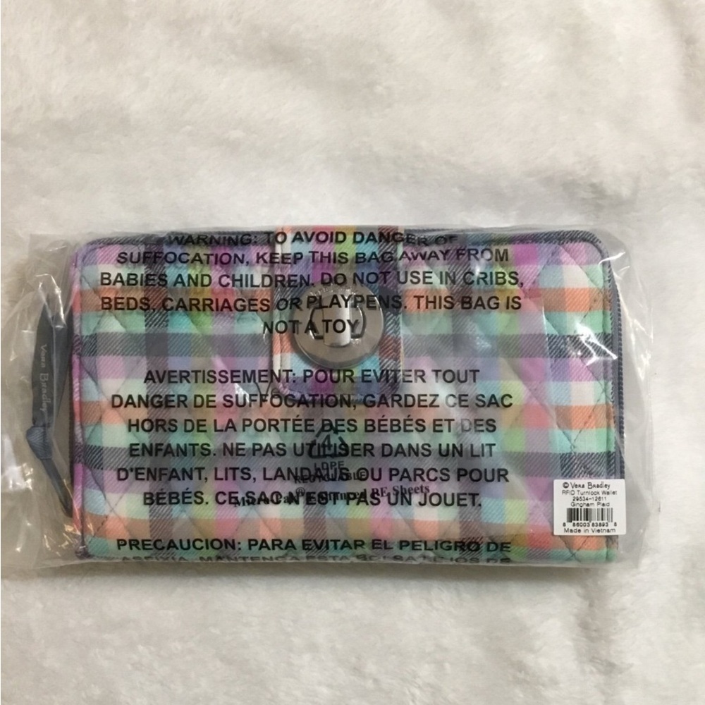 Vera Bradley Turnlock Wallet Gingham Plaid - Picture 3 of 3
